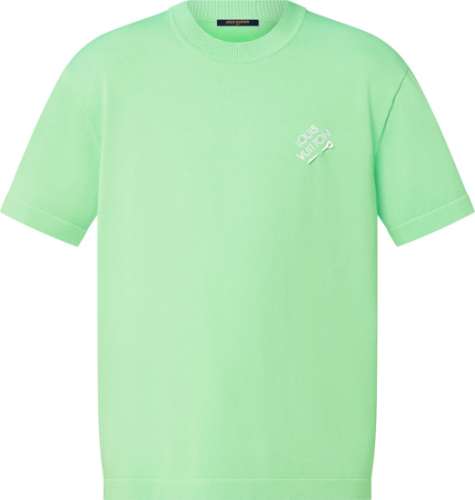 Louis Vuitton Neon Green Signature Pin Logo T Shirt 1aa4v6