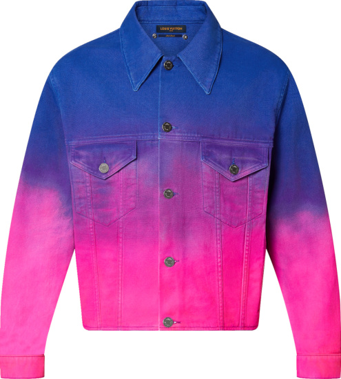 Louis Vuitton Neon Pink And Blue Gradient Denim Jacket 1a9t3e