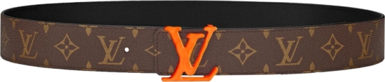 Louis Vuitton Orange Buckle Brown Monogram Belt