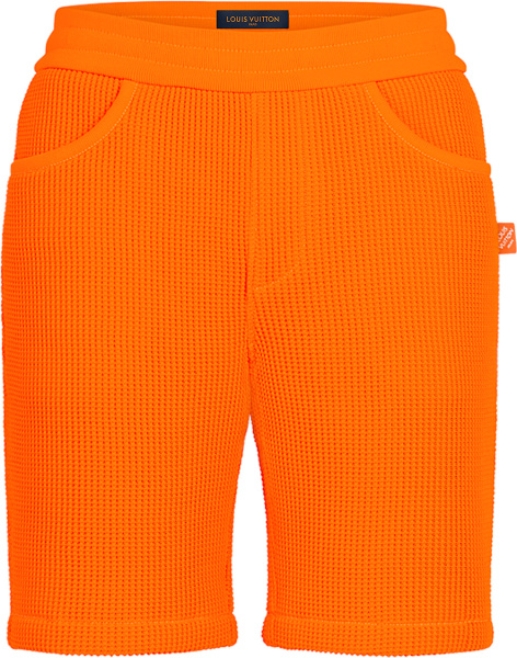 Louis Vuitton Orange Waffle And Damier Trim Shorts