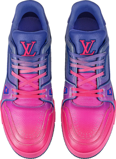 Louis Vuitton Pink And Blue Gradient Low Top Lv Trainer Sneakers