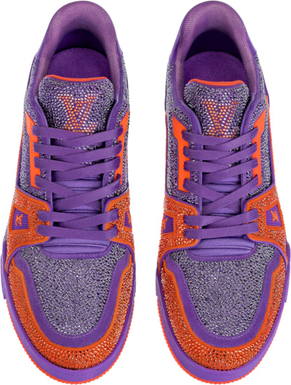 Louis Vuitton Purple And Orange Crystal Lv Trainer Sneakers