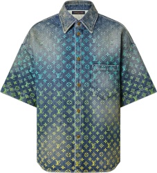 Louis Vuitton Rainbow Gradient Monogram Short Sleeve Denim Shirt 1ab91y