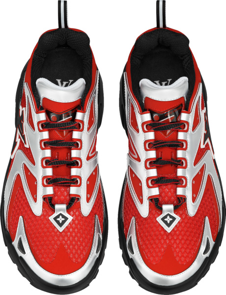 Louis Vuitton Red And Silver Lv Tactic Runner Sneakers