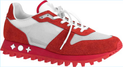 Louis Vuitton Red Suede And White Mesh Runner Sneakers