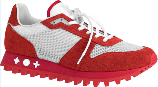 Louis Vuitton Red Suede And White Mesh Runner Sneakers