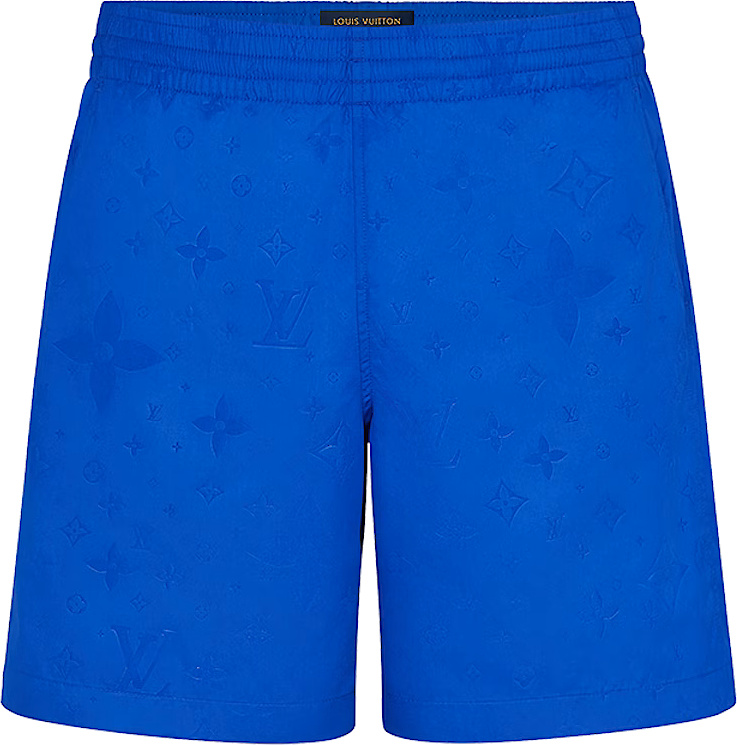 Louis Vuitton Bright Blue 'Signature' Swim Shorts | INC STYLE