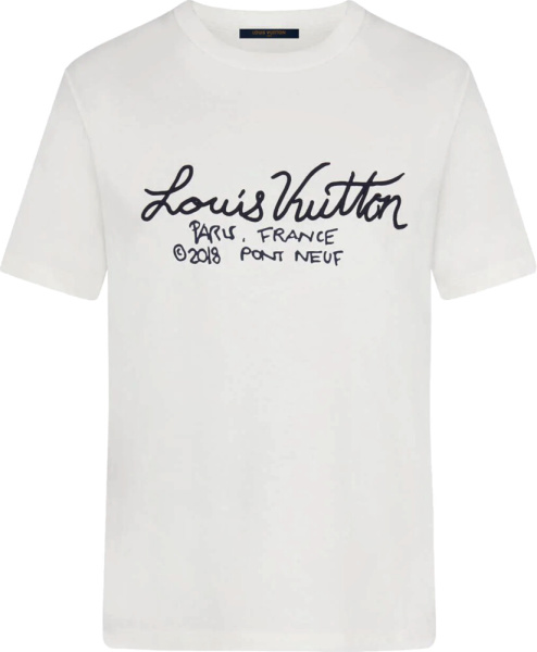 Louis Vuitton Signature Embroidered White T Shirt