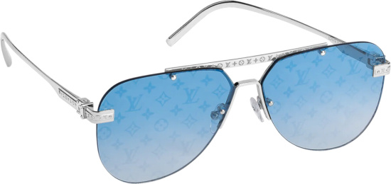 Louis Vuitton Silver And Blue Lv Ash Sunglasses