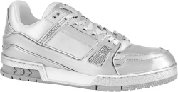 Louis Vuitton Silver Metallic Low Top Lv Trainer Sneakers