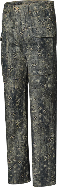 Louis Vuitton Tinted Indigo Monogram Flap Pocket Jeans