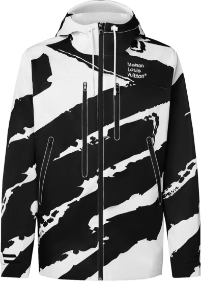 Louis Vuitton Sz Small BlackWhite Monogram Sherpa FullZip Bomber Jacket   eBay