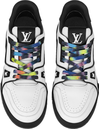Louis Vuitton White And Black Sole Low Top Lv Trainer Sneakers