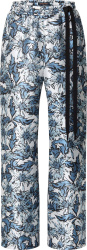 Louis Vuitton White And Blue Leaf Drawstring Draped Pants 1ab6k9