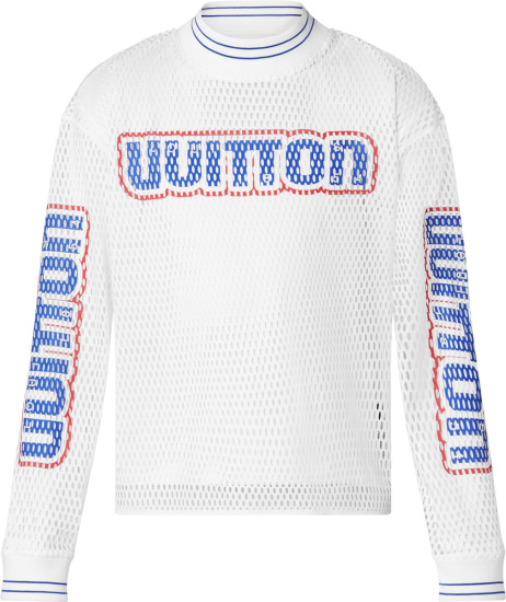 Louis Vuitton White Mesh Long Sleeve Mock T-Shirt