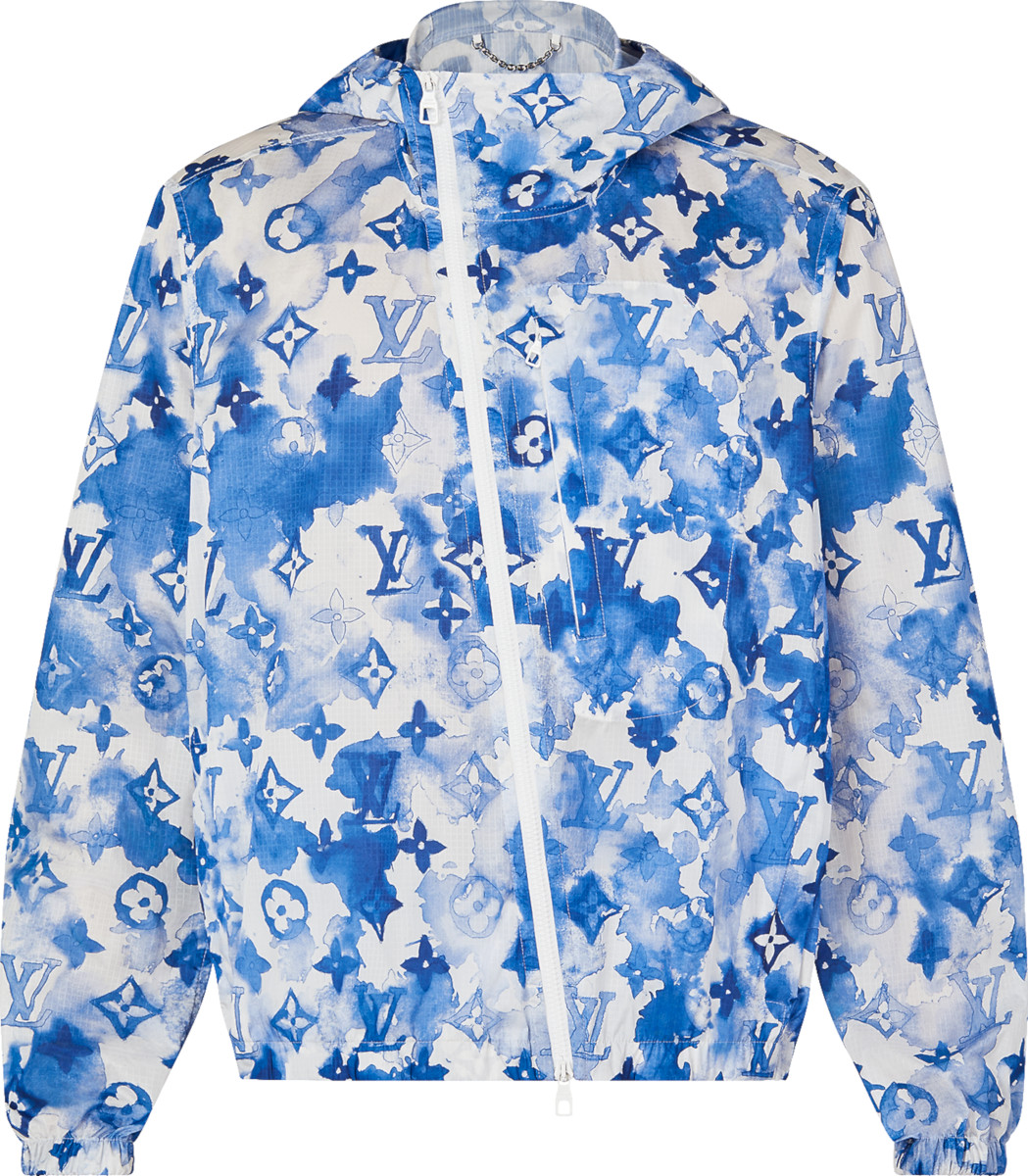Louis Vuitton White & Blue Watercolor Windbreaker | Incorporated Style