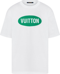 Louis Vuitton White And Green Oval Logo T Shirt 1a9t5j
