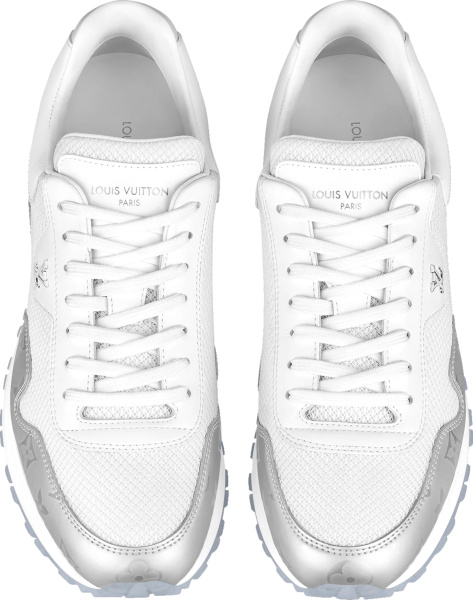 Louis Vuitton White And Metallic Silver Monogram Run Away Sneakers