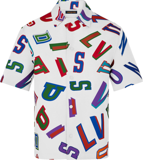 Louis Vuitton White And Multicolor Basketball Letters Shirt 1a8wr2