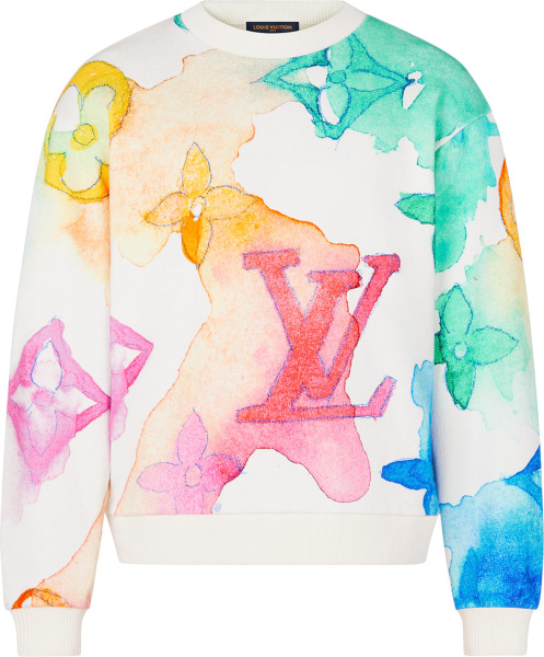 Louis Vuitton White And Multicolor Giant Monogram Sweatshirt