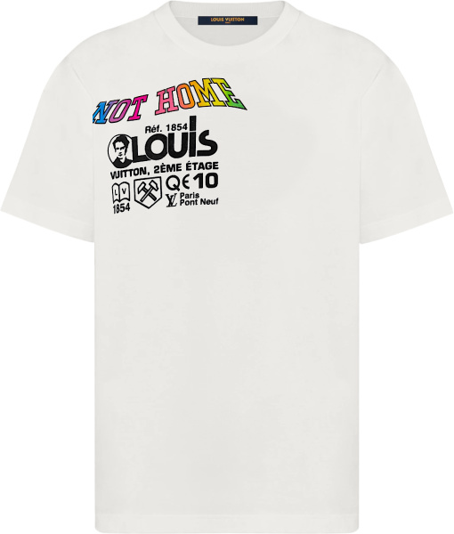 Louis Vuitton White And Rainbow Kansas Winds Logo T Shirt