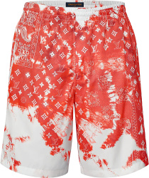 Louis Vuitton White And Red Bandana Monogram Swim Shorts
