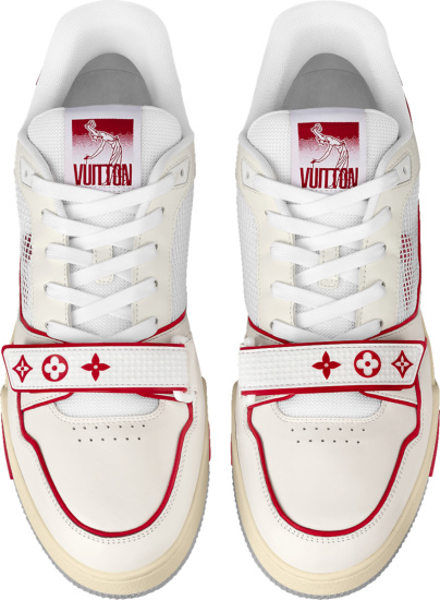 Brand New Louis Vuitton RED/White Velcro strap Mono Trainer