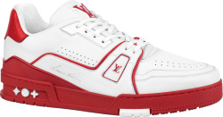Louis Vuitton White And Red Sole Lv Trainer Sneakers 1aagzo