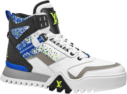 Louis Vuitton White Blue Black And Neon Green Lv Hiking Boots
