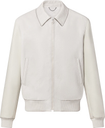 Louis Vuitton White Debosses Monogram Leather Jacket