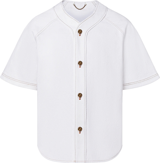 Louis Vuitton White Monogram Embossed Baseball Jersey 1a9gtc