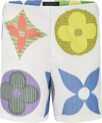 Louis Vuitton White Multicolor Monogram Shorts 1a7x47