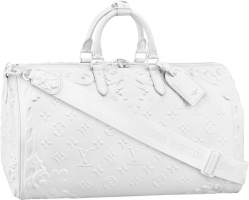 Louis Vuitton White Ornate Monogram Keepall 50 Leather Duffle Bag