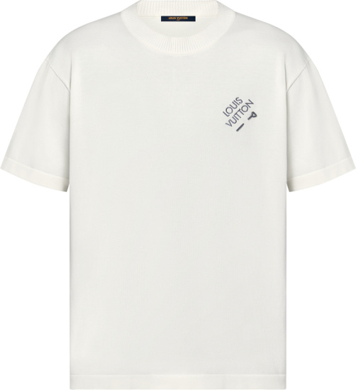Louis Vuitton White Staple Pin Logo T Shirt 1aatxa
