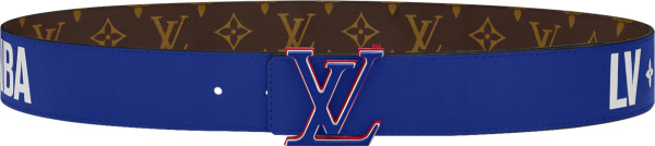 Louis Vuitton X Nba Brown Monogram And Blue 3 Steps Belt
