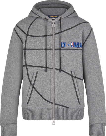 Louis Vuitton X Nba Grey Basketball Zip Hoodie