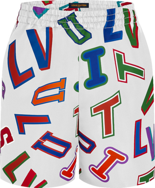 Louis Vuitton X Nba White And Multicolor Basketball Letters Shorts 1a90tv