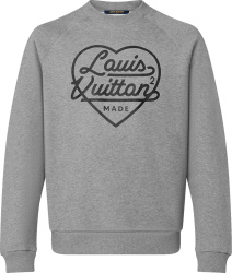 Louis Vuitton X Nigo Grey And Black Lv Made Heart Logo Sweatshirt 1a9glv