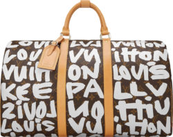 Louis Vuitton X Stephen Sprouse Brown Monogram White Graffiti Keepall 50 Bag