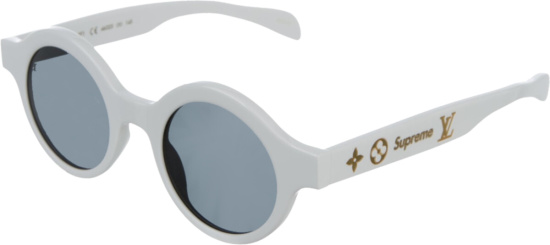 Louis Vuitton X Supreme White Round Downtown Sunglasses
