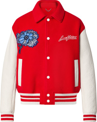 Louis Vuitton x YK Red 'Psychedelic Flower' Varsity Jacket