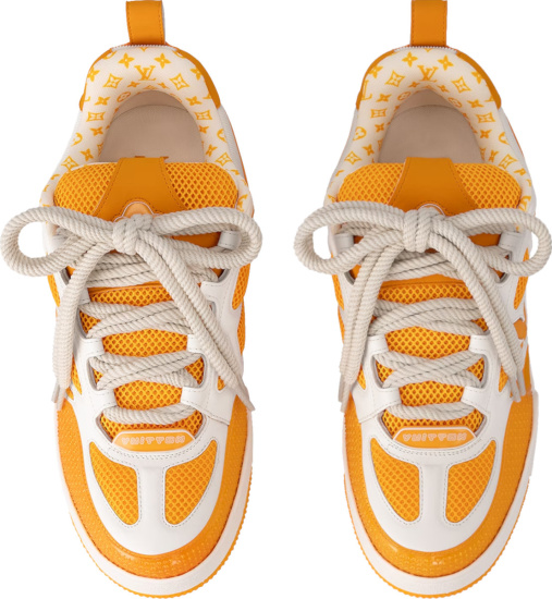 Louis Vuitton Yellow And White Rope Lace Low Top Sneakers
