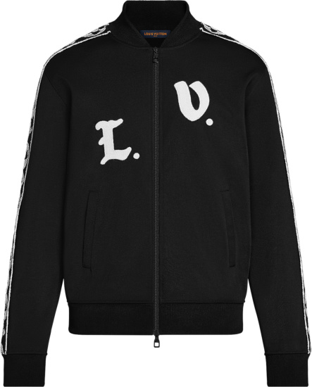 Louis Vuitton Black & White Flower-Stripe Track Jacket | INC STYLE