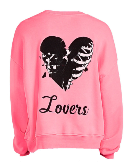 Lovers Pink Sweatshirt With Broken Skeleton Heart Worn By A Boogie