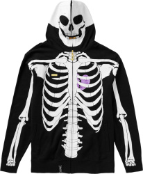 Black Skeleton Full Zip Hoodie