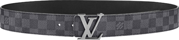 Lv Initiales Buckle Graphite Check Belt