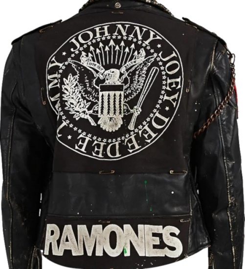 Madeworn Black Leather Ramones Patch Biker Jacket