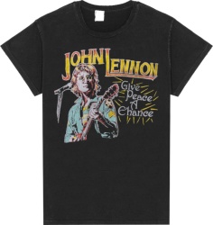 Madeworn John Lennon Black Give Peace A Change T Shirt