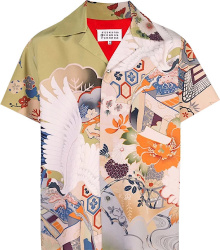 Maison Margiela Beige Aloha Print Camp Collar Shirt