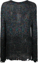 Maison Margiela Black And Rainbow Sequin Distresses Sweater